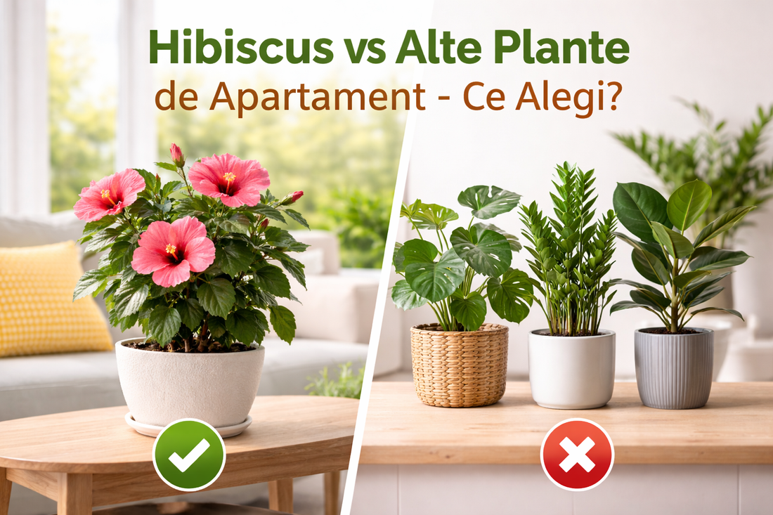 hibiscus vs alte plante de apartament – comparatie vizuala plante interior